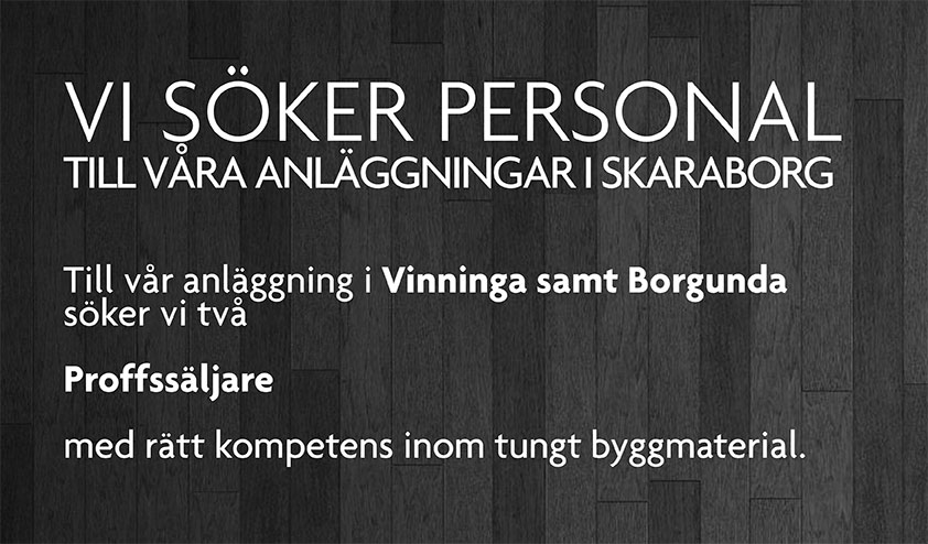 Vi söker proffssäljare till våra anläggningar i Skaraborg